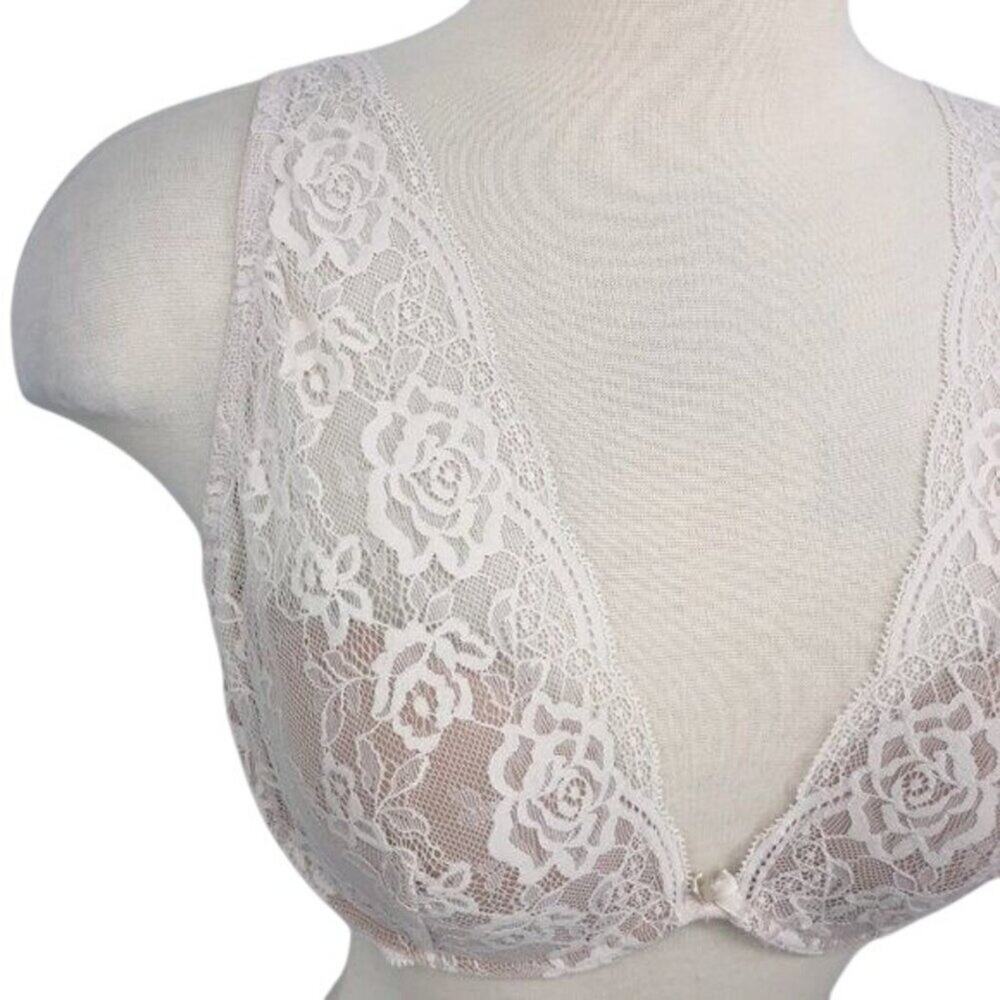 Intimissimi Nude Cream Lace Bra Padded Women's Size 40B Excellent very gently us - Picture 4 of 9